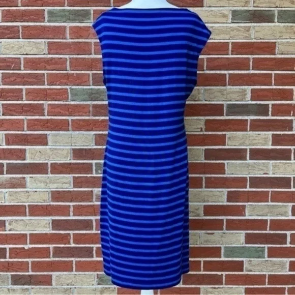 Calvin Klein Horizontal Blue Striped Sleeveless Sheath Dress 👗 - Picture 6 of 9